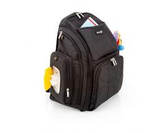 Safety 1st Wickelrucksack für unterwegs, Wickeltasche inklusive Feuchttuch-Box mit Schnellzugriff, Wickelauflage und 17 verschiedenen Staufächern, schwarz