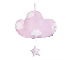 roba Spieluhr Kleine Wolke rosa, Baby Einschlafhilfe, Textil-Wolke waschbar, Babyzimmer Deko rosa / weiß