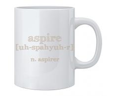 Feel Good Art Hochglanz Keramik Tasse in Modernes typographisches Design (Neutral Tones, Aspire)