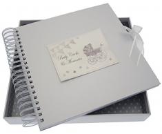 New Baby, Karte & Speicher Buch, silber Kinderwagen & Wimpelkette