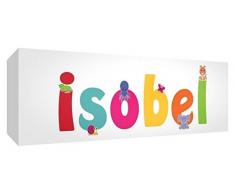 Feel Good Art Galerie verpackt Leinwandbild für Kinderzimmer, die Solide Front Panel rechteck Design Cute Illustrationen und Girl s personalisiert mit Name (30 x 84 x 4 cm, groß, Isobel)