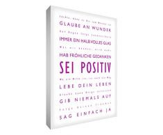 Little Helper BP2436-08RG Feel Good Art Wandschmuck Leinwand im modernen typographischen Stil Sei Positiv, 91 x 60 cm, dunkel rosa mit weiß