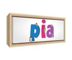 Little Helper Kunstdruck auf gerahmter Leinwand Holz natur, Position personalisierbar mit Namen Mädchen Pia 19 x 46 x 3 cm mehrfarbig