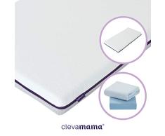 ClevaMama Cool Gel Kinderbett Matratze mit 2 Baumwolle Spannbetttuch Blau, 70 x 140 cm (bundle)