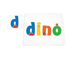 Little Helper lhv-dino-coasterandplacemat-15it Untersetzer und Platzsets mit Poliert, Individuelle Jungen Namen Dino, mehrfarbig, 21 x 30 x 2 cm