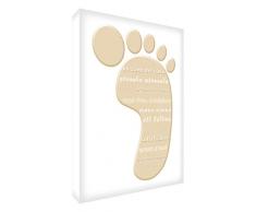 Feel Good Art foot-a5blk-06it Token Deko Acryl, Schleifen Diamant mit Fußabdruck 10.5 x 7.4 x 2 cm beige