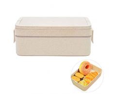 Local Makes A Comeback Lunchbox aus Weizenstroh, japanische Lunch-Box, Sushi-Box aus Muti-Schichten, Studentenbox, Sushi-Box, Rosa, 2-lagig