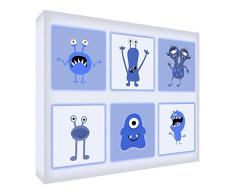 Feel Good Art MONSTERS2436-04ES Kunstdruck auf Leinwand, Motiv „Amistous Monsters“, 91 x 60 x 4 cm, Blau