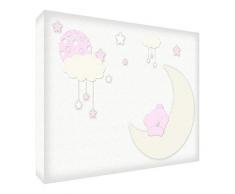 Feel Good Art Holzblock, weiß, Dekoration für Kinderzimmer, Bär, 12,5 x 12,5 cm, Hellrosa