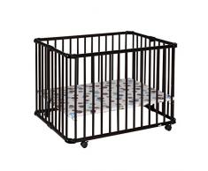 Geuther - Laufgitter Lucilee +, TÜV geprüft, höhenverstellbarer Laufstall, faltbar, gepolsterter Boden, Teppichrollen, 76,2 x 97,4 cm, koloniale