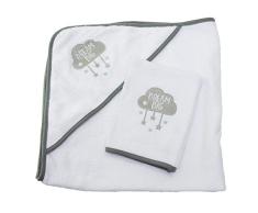 Sensio Baby Kapuzenhandtuch - Extraweich & Saugfähig, 100% Baumwolle, Groß 75x75 cm - Weißes Tuch mit Kapuze für Babys, Neugeborene, Kleinkinder, Kleinkinder - Grau
