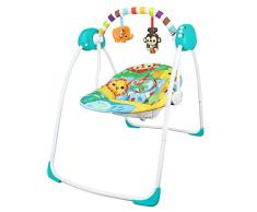Todeco - Babywippe, Kleinkindwippe - Größe: 80 x 76 x 54 cm - Schwenkfunktion: 4 Einstellungen - Animals World Pattern