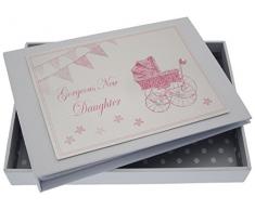 White Cotton Cards New Tochter Tiny Album (Pink Kinderwagen und Wimpelkette)