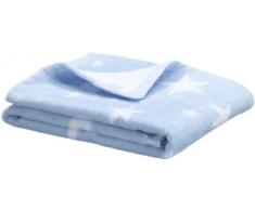 Julius Zöllner 352-4100-01 - Baumwoll- / Jacquard-Decke mit Flauschband, Sterne blau, Größe: 75 x 100 cm