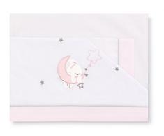 pirulos 00913114 – Triptychon Bettwäsche, Design Mond, 80 x 140 cm, weiß/rosa