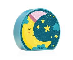 reer 52063 Mybabylight, Nachtlicht mit Mond-Motiv, Einschlaflicht für Baby und Kind, Batterie-Betrieben, Blau
