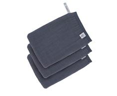 LÄSSIG Muslin Waschhandschuh Waschlappen Baumwolle 3er Set/Wash Glove navy 1312017401