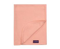 Clevamama Babydecke mit Atmungsaktiver Würfelförmiger Zellstruktur für Babywiege, Kinderwagen, Buggys - luftdurchlässige Waffelstruktur - 70x90cm - 100% Baumwolle - koralle