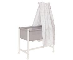 Geuther - Stubenwagen Jasmin, feststellbare Teppichrollen, inklusive Schleier, Schleierhalter, Matratze, weiss, Pusteblume