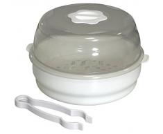 H+H BS 18 Dampf-Sterilisator (für Babyflaschen, Flaschenzange, 5 bis 8 Minuten, Bis zu 4 Flaschen, Vaporisator für Mikrowelle, Sterilisationsgerät Baby für Schnuller, Sauger und Fläschchen)
