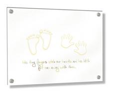 Feel Good Art Wand montiert 3D Acryl Rahmen mit Stand-Off Schrauben (20 x 30 x 0,6 cm, klein, mehrfarbig, HIS Little Feet Stahl Unsere Herzen)