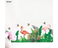 BIBIBIBIITIME Wandsticker, Motiv: Flamingo, abziehen und aufkleben, tropische Blätter, Vögel, Schmetterlinge, Wandaufkleber für Wohnzimmer, Veranda, Kinderzimmer, Schlafzimmer, Kinderzimmer, Dekoration, Heimkunst