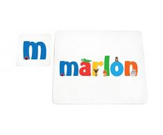Little Helper MARLON-COASTERANDPLACEMAT-15DE Personalisiert, Mädchenname Untersetzer und Platzdeckchen mit Hochglanz-Finish, Marlon