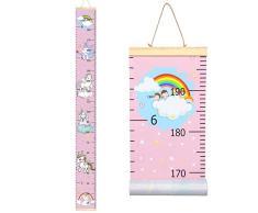 Sylfairy Wachstumsdiagramm für Kinder, Wandlineal abnehmbare Messlatte für Jungen Mädchen Wachstumslineal Einhorn Wandzimmer Dekoration 189,9 cm 79x7.9 Pink/Unicorn