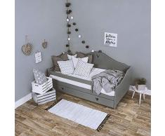 KAGU Kinderbett CANDY Liegefläche 160 x 80 cm, Gewicht ca. 47 kg, Holzbett für Kinder, Bett aus Holz, Kinderbett mit Matratze, aus Kiefernholz, Bettkasten zum Verstauen von Bettwäsche, (Grey)