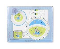 Sterntaler Geschirr-Set Erik, Teller, Schale, Löffel, Gabel, Tasse, Alter: Für Babys ab 6 Monaten, Blau/Grün