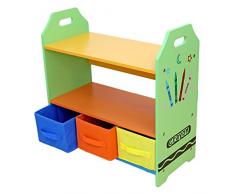 Kiddi Style Kinderregal mit 3 Boxen & stylisches Kinder Aufbewahrungsregal – Kinder Wandregal & Kindermöbel mit Aufbewahrungsboxen