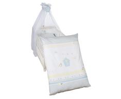 roba Kinder-Bettgarnitur 4-tlg, Babybett-Ausstattung Wiesenglück, Bettset 4-teilig: Bettwäsche 100x135 (Decke & Kissen), Nestchen, Himmel