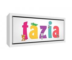 Little Helper Kunstdruck auf gerahmter Leinwand Holz weiß, Position personalisierbar mit Namen Mädchen Tazia 34 x 88 x 3 cm mehrfarbig