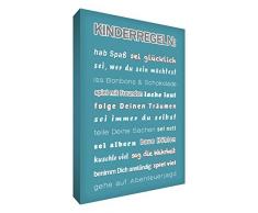 Little Helper KR1216-07G Feel Good Art Wandschmuck Leinwand im modernen typographischen Stil Kinderregeln, 40 x 30 cm, petrol