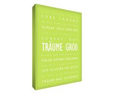 Little Helper DRBG1216-02G Feel Good Art Wandschmuck aus starker Leinwand im modernen typographischen Stil Träume groß, 40 x 30 cm, lindgrün