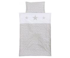 Babybay Piqué-Bettwäsche für Kinderbett, perlgrau Sterne weiß, Einheitsgröße