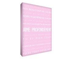 Feel Good Art Aime zutiefst Leinwand auf Rahmen Wandtattoo modernen Stil-/Typografischer, Hellrosa, 40 x 30 cm