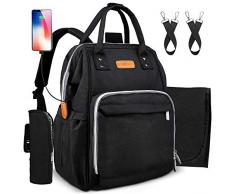 Pantheon Wickeltasche, Baby-Rucksack mit Wickelunterlage, isolierte Kühltasche für Flaschen, Kinderwagenriemen, beste Taschen für Mädchen oder Jungen, Mutter oder Papa