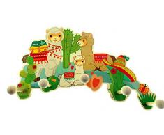 Hess Holzspielzeug 10128470 Garderobe aus Holz mit 5 Haken, Lama, ca. 37 x 26 x 7 cm, mehrfarbig, 400 g