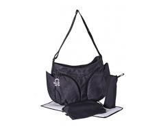 okiedog MONDO 39012 leichte geräumige Wickeltasche mit Schultergurt, inkl. CLIPIX Kinderwagenhaken, Wickelunterlage, isolierter Flaschenhalter und Zubehörbeutel, Scribbles schwarz, ca. 49 x 32 x 19 cm