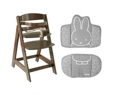 roba Treppenhochstuhl mitwachsend, Sit Up III, Babyhochstuhl, Jugendhochstuhl, Holz braun, mit Sitzverkleinerer Miffy