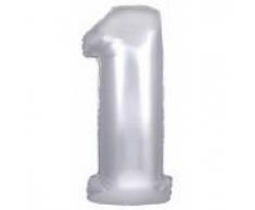 Suki Gifts S9603011 Geburtstag Zahl 1 Folienballon, 76cm, Silber