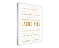 Little Helper LM2436-10RG Feel Good Art Wandschmuck Leinwand im modernen typographischen Stil Lache Viel, 91 x 60 cm, orange mit weiß