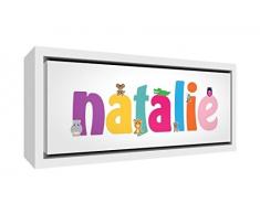 Little Helper NATALIE3084-FC-15DE Holz gerahmte Leinwanddruck Personalisiert mit Mädchenname, Natalie, 34 x 84 x 3 cm, groß