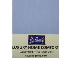 Familie Betten 100 Prozent Baumwolle Jersey King Bett Spannbettlaken Kinderbett Bettwäsche Spannbetttuch, 160 cm x 200 cm, blau
