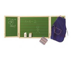 roba Tafel, große Hängetafel, inkl. Zubehör, faltbar mit Maltafel magnetisch weiß & Kreidetafel / Schreibtafel liniert, Tafellack, Kindertafel Holz, natur