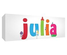 Feel Good Art Galerie verpackt Leinwandbild für Kinderzimmer, die Solide Front Panel rechteck Design Cute Illustrationen und personalisiert mit Girl s Name (21 x 59 x 4 cm, mittel, Julia)