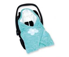 Bemini by Baby Boum 392LIZIE73SF Einschlagdecke für Babyschale BISIDE SOFTY LIZIE lagoon 90 x 90 cm,grün