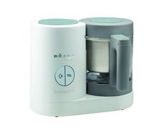 BÉABA - Babycook Neo - 4-in-1 Babynahrungszubereiter - Schonender Dampfgarer - Hergestellt in Frankreich - Glaskrug und Garkorb aus Edelstahl - Grau/Weiss