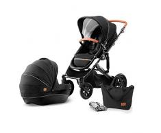 Kinderkraft Kinderwagen 2 in 1 PRIME , Kinderwagenset, Kombikinderwagen, Sportwagen, Buggy und Tragewanne, Zubehör, Große Räder Luftreifen, Bequemer Buggy-Sitz, Einfaches Zusammenklappen, Schwarz